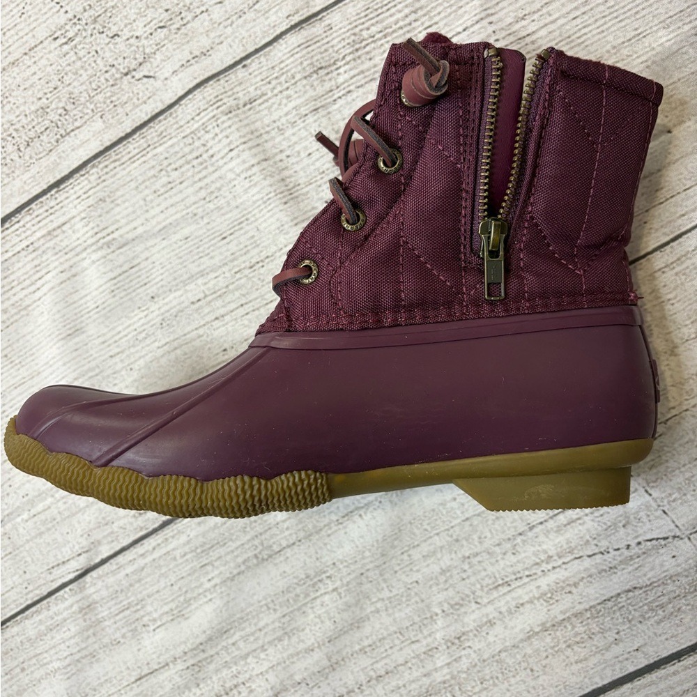Sperry Women's Duck Boots Burgundy Quilted Side Zip Rain Boots Size 8